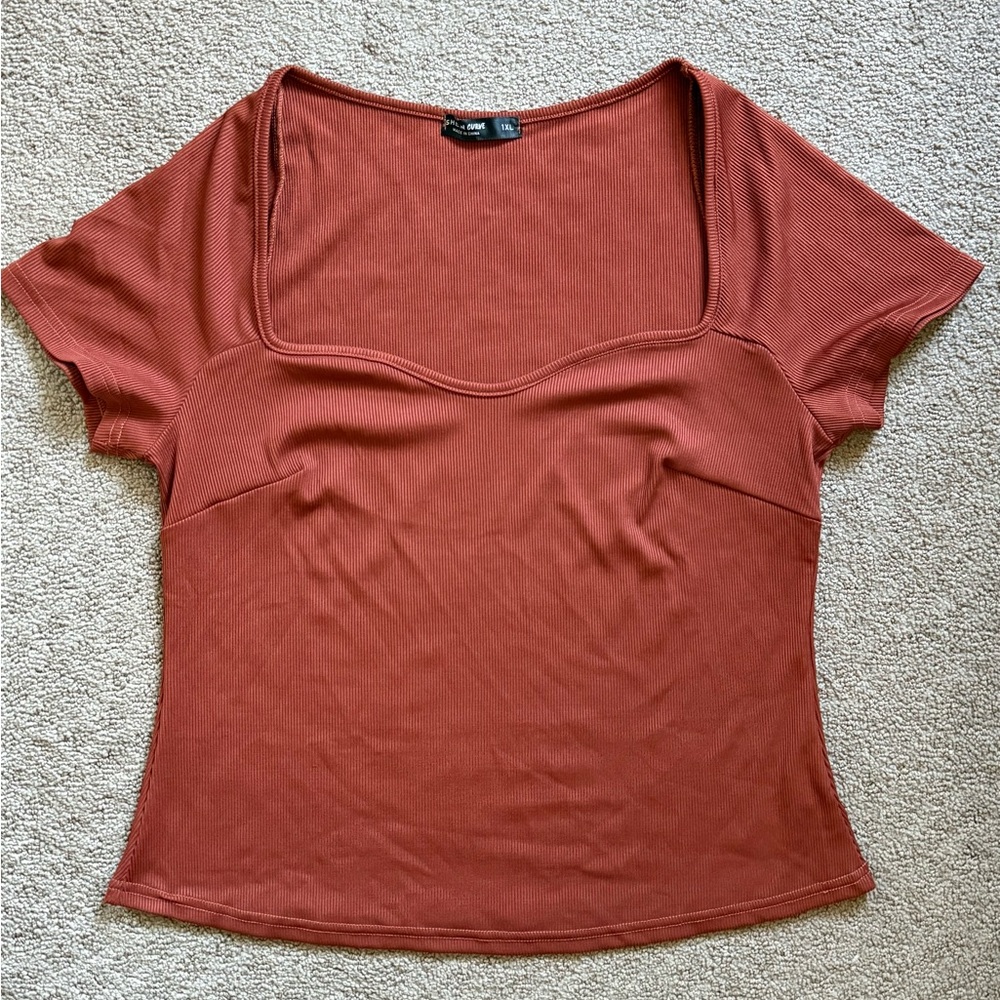 SHEIN Terracotta Square Neck Tee